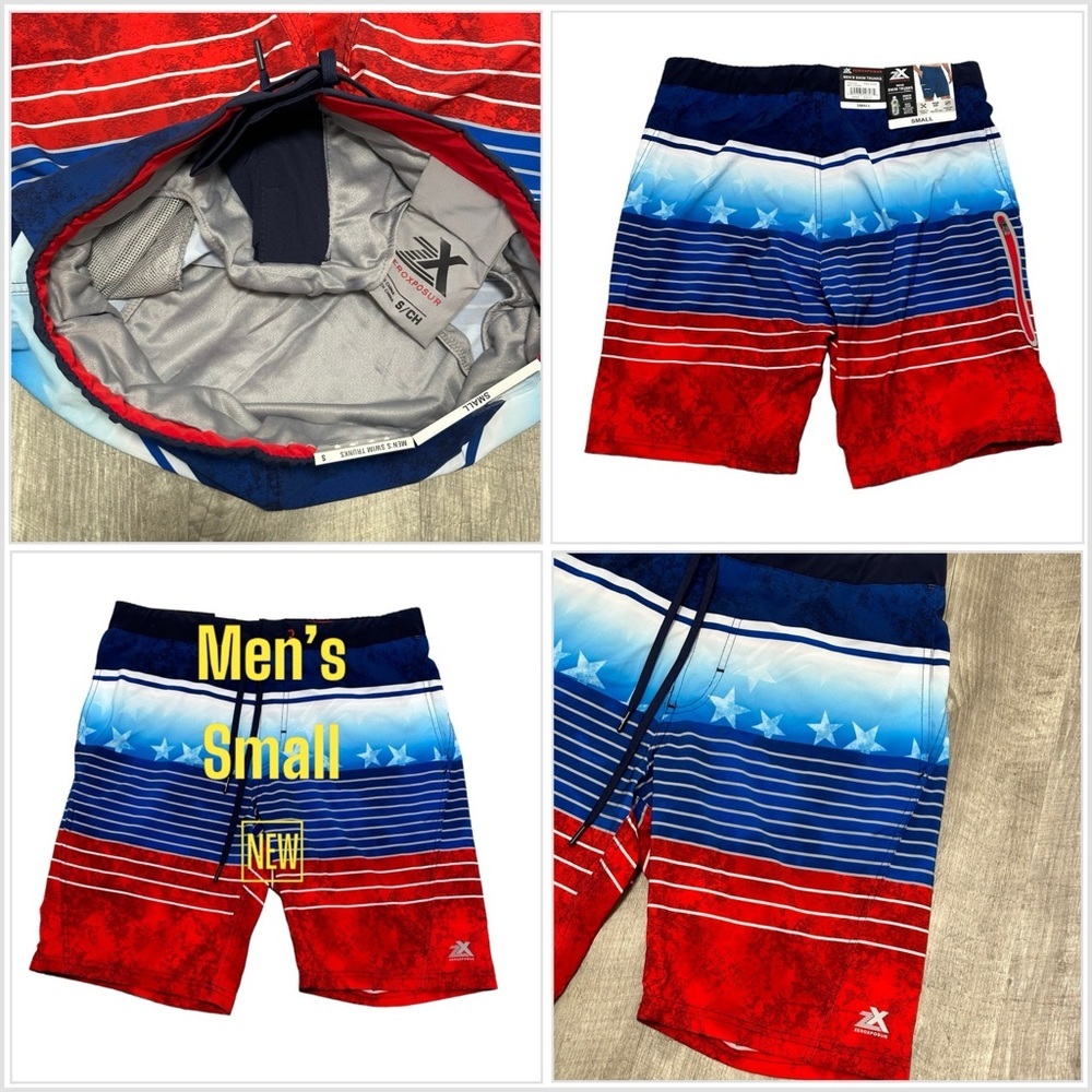 Men's Zeroxposur Small Swim Drawstring Shorts Trunks Hybrid Black Elastic Waist